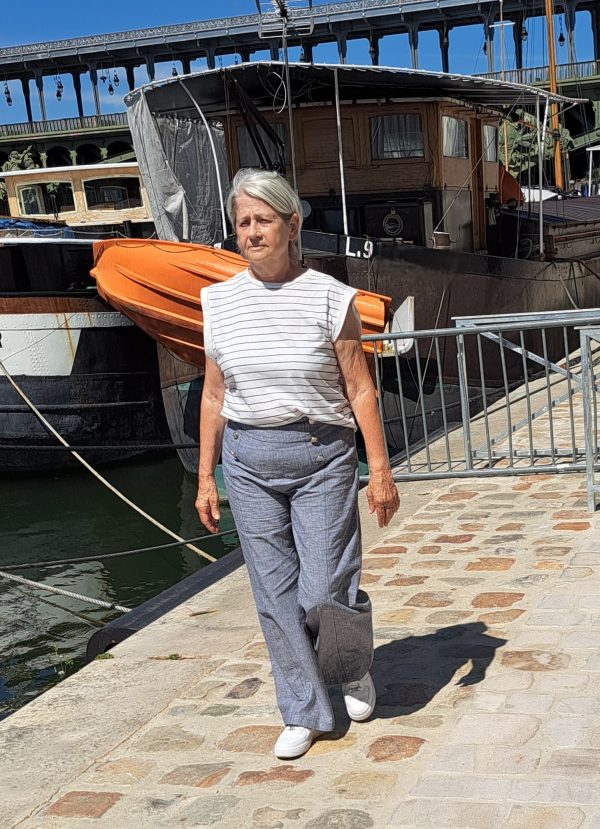 Pantalon coton et lin gris, pour un style marin décontracté et léger