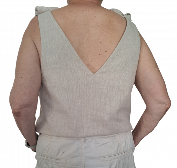 Top femme Nova vue dos décolleté en V. Fabriqué en