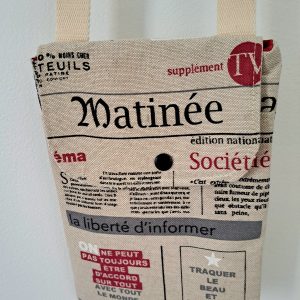 Pochette téléphone en coton imprimé journal