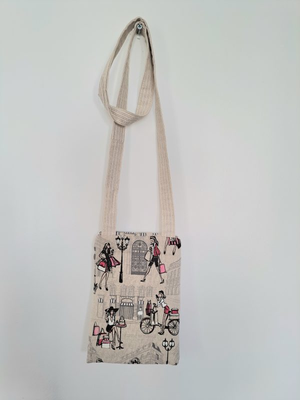 Pochette téléphone avec bandoulière et motifs féminins