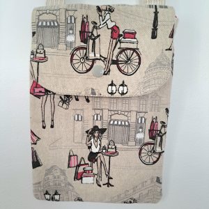 Pochette téléphone à porter en bandoulière. Motifs femmes en shopping