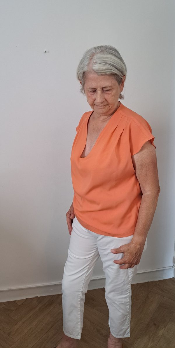 Top femme en viscose de bambou, couleur corail