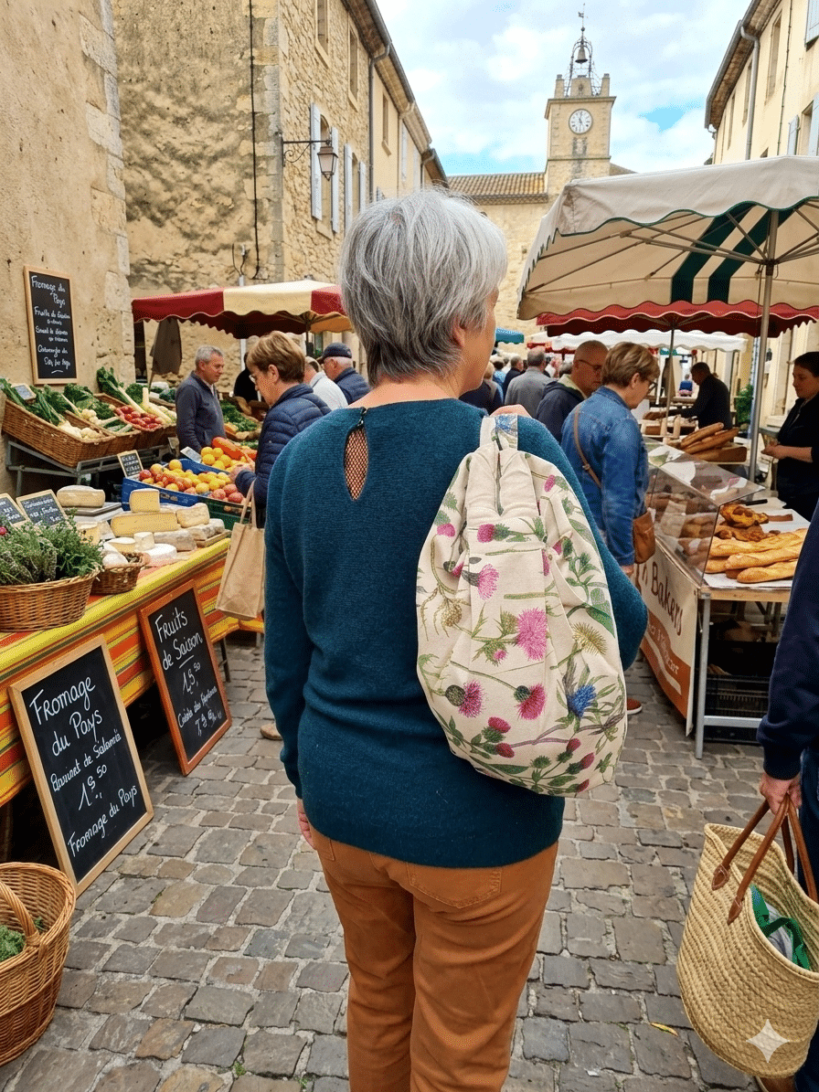 Le Miette Pli‑Vite Bocage accompagne une balade au marché, entre étals colorés, parfums de saison et charme des ruelles en pierre. Un sac pensé pour suivre chaque geste du quotidien, avec élégance et simplicité.