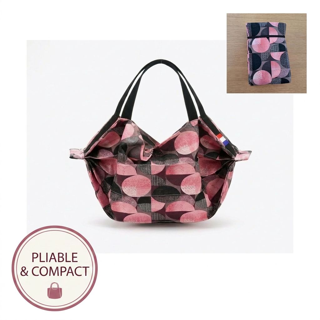 Le sac Miette Loop : spacieux quand vous en avez besoin, ultra-compact quand vous le rangez. Design géométrique moderne, pratique et élégant.
