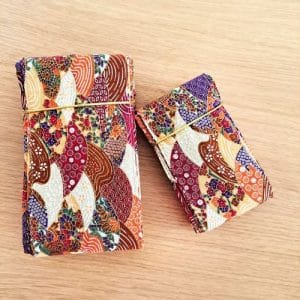 Sac Miette Kasane plié en tissu japonais aux motifs superposés, création artisanale Les Coutures de Miette